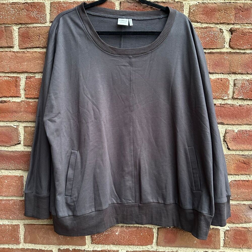 Suzanne Betro $89 SIMPLE Pullover Sweatshirt Top Brown Womens Size 2X NEW